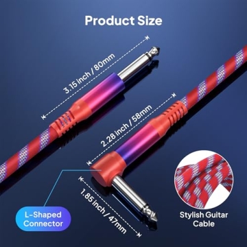 Elebase 1/4 inch TS Guitar Cable 2Pack Stylish Reliable