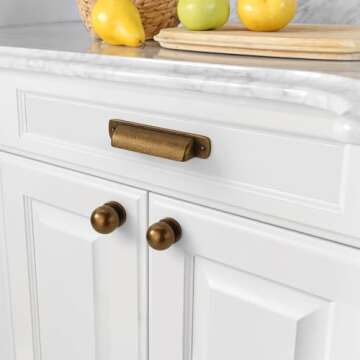Asidrama 10 Pack 5 Inch(128mm) Antique Brass Kitchen Cabinet Handles, Cabinet Cup Pulls Kitchen Cabi...