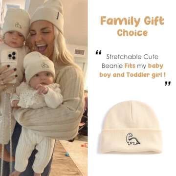 FURTALK Toddler Beanie Cute Dinosaur Pattern Winter Hat Knit Boys Girls Warm Baby Embroidered Beanies Cap for 0-3 Years