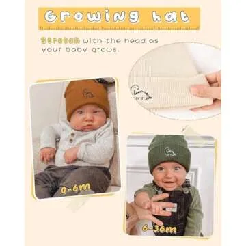 FURTALK Toddler Beanie Cute Dinosaur Pattern Winter Hat Knit Boys Girls Warm Baby Embroidered Beanies Cap for 0-3 Years