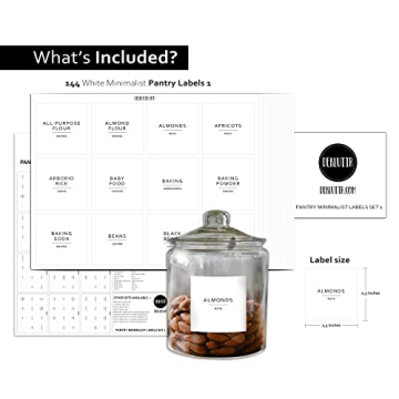 Dekluttr Waterproof Minimalist Pantry Labels for Organizing