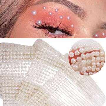 White Pearl Eyes Face 3D Self Adhesive Nail Rhinestones Temporary Tattoo Gems Dots Jewelry DIY Body ...