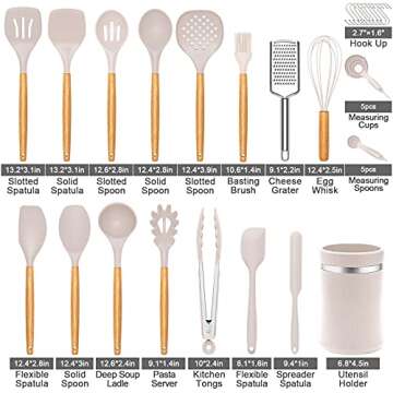 36PCS Silicone Kitchen Utensils Set - AIKWI Cooking Utensils with Holder, Heat-Resistant & Non-stick...