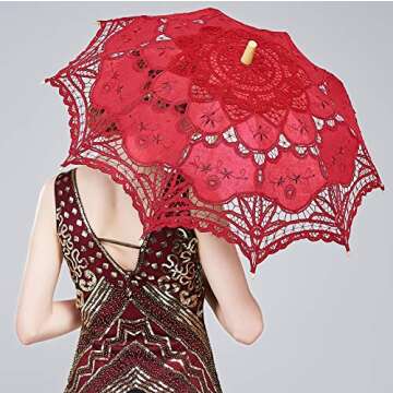 BABEYOND Lace Umbrella Parasol Vintage Wedding Bridal Umbrella for Decoration Photo Lady Costume 192...