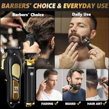 Ufree Hair Clippers for Men, Professional Clippers and Trimmers Set, Cordless Clippers for Hair Cutt...
