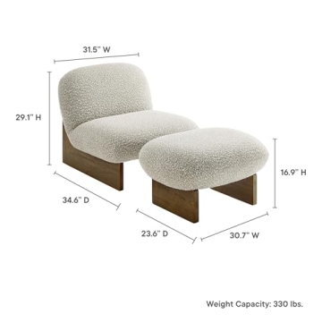 Stylish Modway Loyal Boucle Chair & Ottoman Set