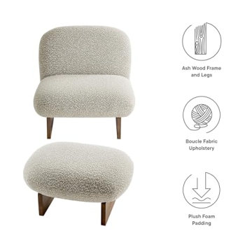 Stylish Modway Loyal Boucle Chair & Ottoman Set