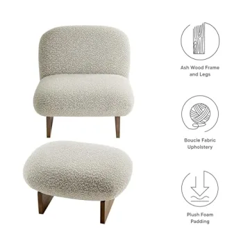 Stylish Modway Loyal Boucle Chair & Ottoman Set