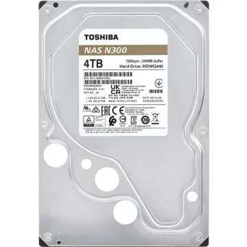 Toshiba N300 4TB NAS 3.5-Inch Internal Hard Drive - CMR SATA 6 GB/s 7200 RPM 256 MB Cache - HDWG440XZSTA