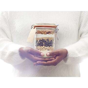 Le Parfait Super Terrine Jar | 32oz/Quart (Pack of 4) 1L French Glass Jar, Airtight Rubber Seal & Gl...