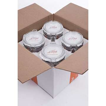 Le Parfait Super Terrine Jar | 32oz/Quart (Pack of 4) 1L French Glass Jar, Airtight Rubber Seal & Glass Lid | Glass Jars for Kitchen Organization and Storage Containers for Kitchen Essentials