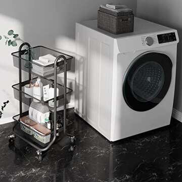 DESIGNA 3-Tier Rolling Utility Cart with Lockable Wheels