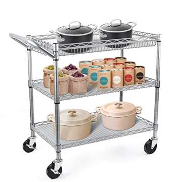 WDT 990Lbs Capacity Heavy Duty Rolling Utility Cart for Kitchen & Restaurant