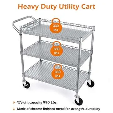 WDT Heavy Duty Utility Cart - 990Lbs Capacity Rolling Cart