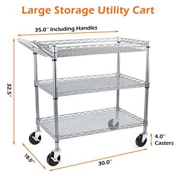 WDT Heavy Duty Utility Cart - 990Lbs Capacity Rolling Cart