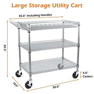 WDT Heavy Duty Utility Cart - 990Lbs Capacity Rolling Cart