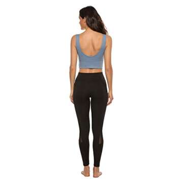 nine bull Sports Bras for Women High Impact Sports Bra - Seamless Yoga Bra Longline Wirefree Padded Bras Workout Crop Tops (Blue Grey, M)