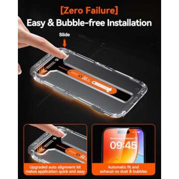 DIMONCOAT 4 Packs [Auto Alignment Kit] Screen Protector for iPhone 14 Pro Max 6.7'' with 2 Packs Cam...