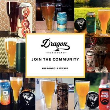 Dragon Glassware Beer Glass - 13.5 oz Clear Double Wall Insulated Beer Glass - Upside Down Design - Holds One Full Bottle - Freezer Safe