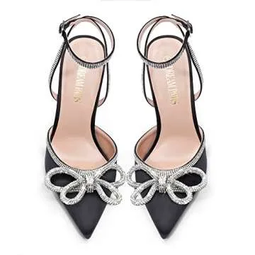 DREAM PAIRS Women's High Heels Destiny Closed Toe Strappy Heels Sexy Rhinestone Ankle Strap Pumps Wedding Bridal Party Dress Shoes Destiny,Size 7.5,Black,SDPU2208W