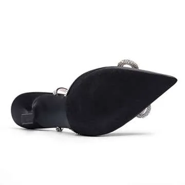 DREAM PAIRS Women's High Heels Destiny Closed Toe Strappy Heels Sexy Rhinestone Ankle Strap Pumps Wedding Bridal Party Dress Shoes Destiny,Size 7.5,Black,SDPU2208W