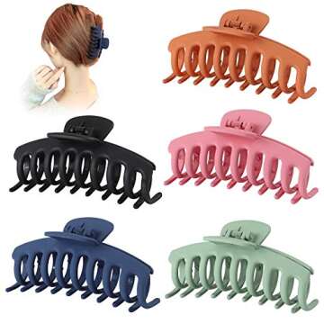 Tyfthui Hair Claw Clips for Women Nonslip Hair Clips for Women and Girls, Strong Hold for Thin/Thick Hair Fashion Hair Styling Accessories (Multi-colored D)