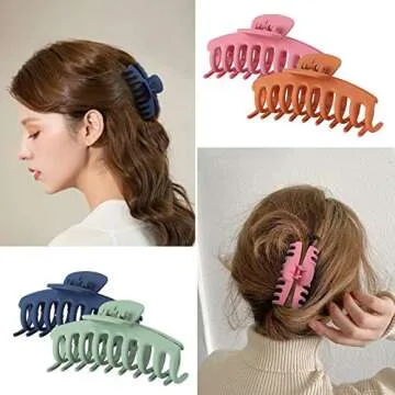 Tyfthui Hair Claw Clips for Women Nonslip Hair Clips for Women and Girls, Strong Hold for Thin/Thick Hair Fashion Hair Styling Accessories (Multi-colored D)