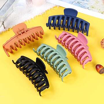 Tyfthui Hair Claw Clips for Women Nonslip Hair Clips for Women and Girls, Strong Hold for Thin/Thick Hair Fashion Hair Styling Accessories (Multi-colored D)