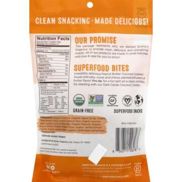 Emmy's Organics, Coconut Cookies - Peanut Butter, 6 oz (Pack of 2) | Gluten-Free Organic Cookies, Vegan, Paleo-Friendly