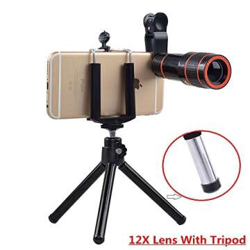 Apexel Phone Camera Lens, 2 in 1 Cell Phone Clip-on Lens Kit 0.45X Wide Angle Lens 140°+ 12.5X Macro Lens Clip-on iPhone Lens for iPhone Samsung and Most of Android Smartphone