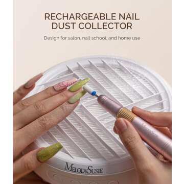 MelodySusie Rechargeable Cordless Nail Dust Collector for Salon and Home