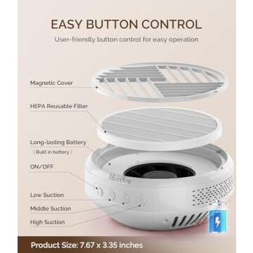 MelodySusie Portable Rechargeable Nail Dust Collector