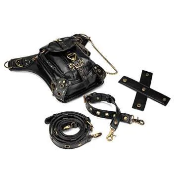 UIYTR Steampunk Retro Motorcycle Bag Lady Bag Retro Rock Gothic Goth Shoulder Waist Bag Drop Leg Bag for Women (S0173-Star)