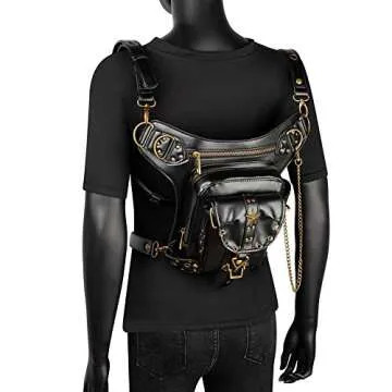 UIYTR Steampunk Retro Motorcycle Bag Lady Bag Retro Rock Gothic Goth Shoulder Waist Bag Drop Leg Bag for Women (S0173-Star)