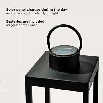 LampLust Solar Lantern Decorative Front Porch Decor, 18 Inch Solar Lanterns Outdoor Waterproof, Modern Home Decor Porch Decorations Outdoor, Candle Lantern for Farmhouse Patio