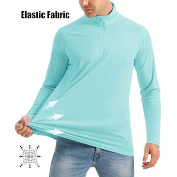 Golf Shirts for Men: Dry Fit UPF 50 Running & UV Athletic Summer Shirts in Lake Blue