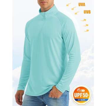 Golf Shirts for Men: Dry Fit UPF 50 Running & UV Athletic Summer Shirts in Lake Blue