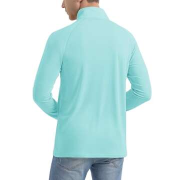 Golf Shirts for Men: Dry Fit UPF 50 Running & UV Athletic Summer Shirts in Lake Blue