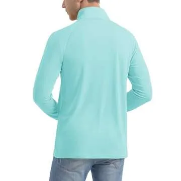 Golf Shirts for Men: Dry Fit UPF 50 Running & UV Athletic Summer Shirts in Lake Blue