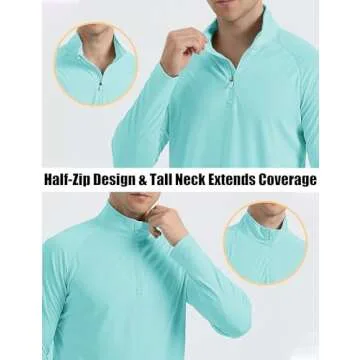 Golf Shirts for Men: Dry Fit UPF 50 Running & UV Athletic Summer Shirts in Lake Blue