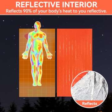 Esky Emergency Sleeping Bag, 2 Pack Survival Bag Portable Thermal Bivy Sack, Waterproof Lightweight Emergency Blanket Survival Gear with Compass for Camping Hiking Outdoor Adventure