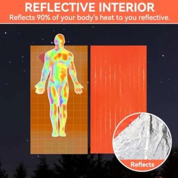 Esky Emergency Sleeping Bag, 2 Pack Survival Bag Portable Thermal Bivy Sack, Waterproof Lightweight Emergency Blanket Survival Gear with Compass for Camping Hiking Outdoor Adventure