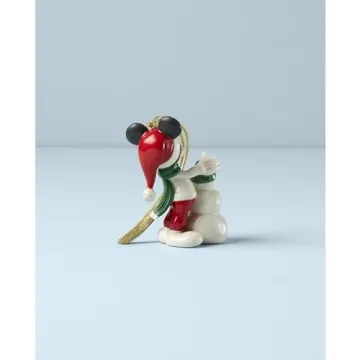 Lenox 2023 Mickey & Snowman Ornament with Gold Accents