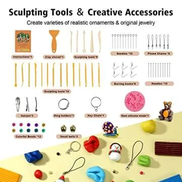 Aestd-ST Polymer Clay 60 Colors, Modeling Clay for Kids DIY Starter Kits, Oven Baked Model Clay, Non-Sticky,with Sculpting Tools, Holiday Gift for Children and Artists.