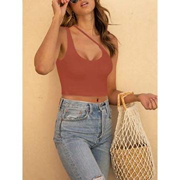 Trendy REORIA One Shoulder Crop Top for Stylish Women