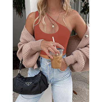 Trendy REORIA One Shoulder Crop Top for Stylish Women