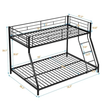 Twin Over Full Metal Bunk Bed with Safety & Style