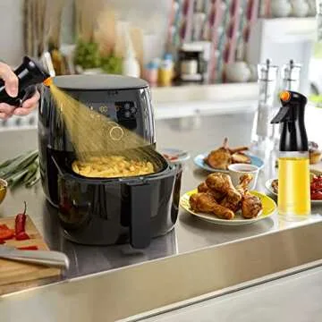 Oil Sprayer for Cooking, Olive Oil Sprayer Mister Spray Bottle - Rotatable Nozzle Glass Oil Spritzer Dispenser Bottles Kitchen Gadgets for Air Fryer, Salad, Making,Baking, Frying, BBQ(7.4oz / 210ml)