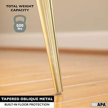 Ilyapa Tapered Oblique Metal Furniture Leg - Set of 4 Gold Mid Century Modern 16 Inch Tapered Replacement Furniture Feet for Chairs, Coffee Tables, Cabinets