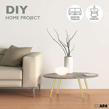 Ilyapa Tapered Oblique Metal Furniture Leg - Set of 4 Gold Mid Century Modern 16 Inch Tapered Replacement Furniture Feet for Chairs, Coffee Tables, Cabinets